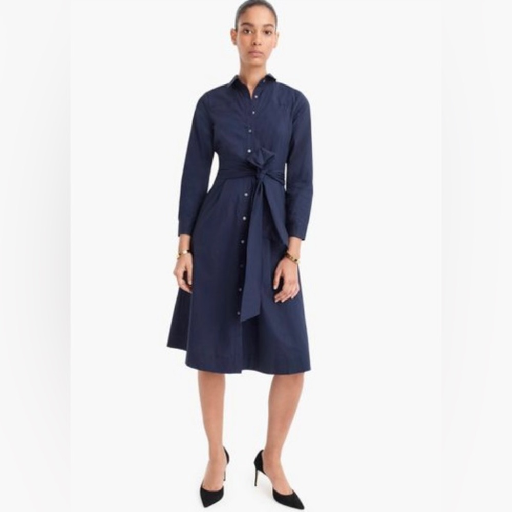 J.Crew Tie-waist Shirtdress In Cotton Poplin